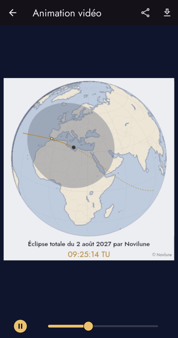 L'animation de l'ombre traversant la Terre